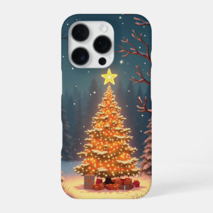Snowy Christmas forest illustration iPhone 16 Pro Case