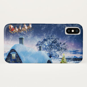Snowy Christmas House and Santa Case-Mate iPhone Case