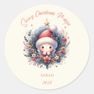 Snowy Christmas Magic Classic Round Sticker