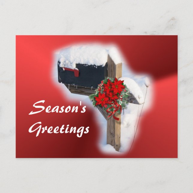 Snowy Christmas Mailbox- personalize Holiday Postcard (Front)