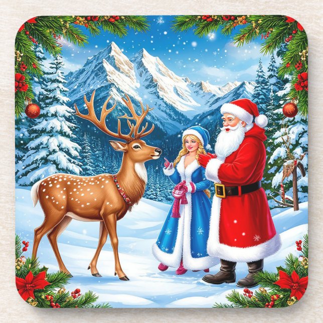 Snowy Christmas Scene Coaster (Front)