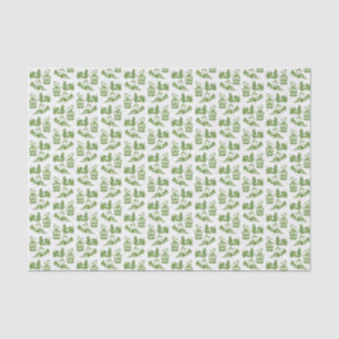 Snowy Christmas Toile green Tissue Paper