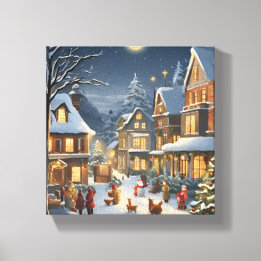 Snowy Christmas Town Canvas Print