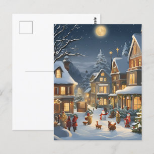 Snowy Christmas Town Postcard