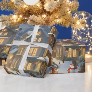 Snowy Christmas Town Wrapping Paper