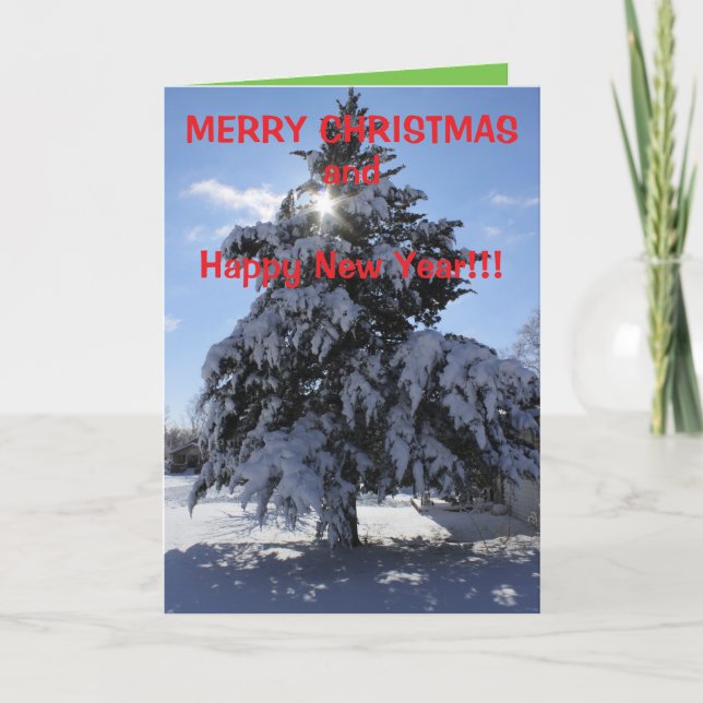 Snowy Christmas Tree Greeting Card!! Holiday Card (Front)