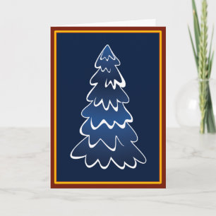 Snowy Christmas Tree in blue Christmas Card