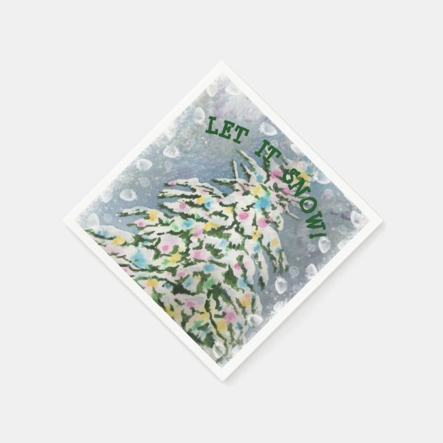Snowy Christmas Tree Napkin (Corner)