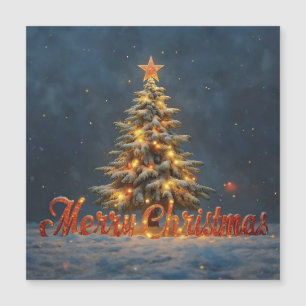 Snowy Christmas Tree with Warm Lights