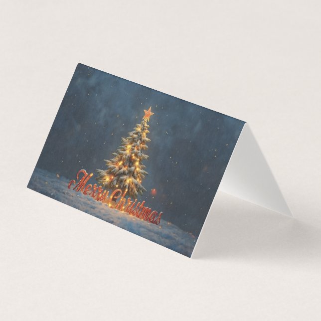 Snowy Christmas Tree with Warm Lights (Front)