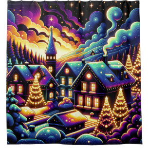 “Snowy Christmas Village at Night”