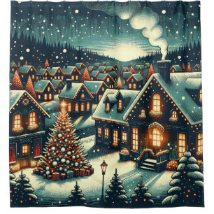 “Snowy Christmas Village Night”