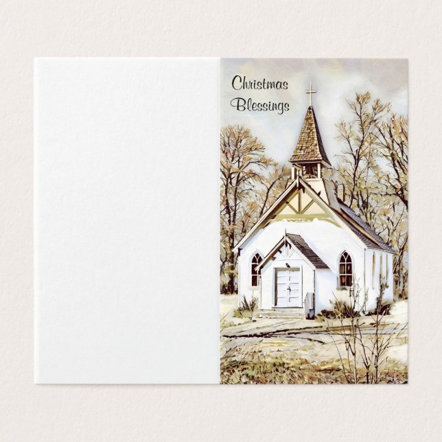 Snowy Church - Christmas Blessings  (Outside Unfolded)