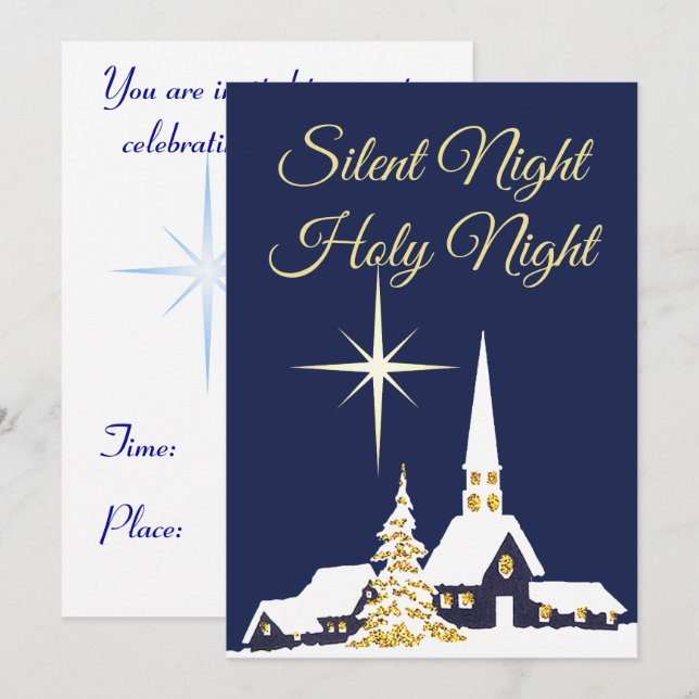 Snowy Church Noël Party Invitation (Devant / Derrière)