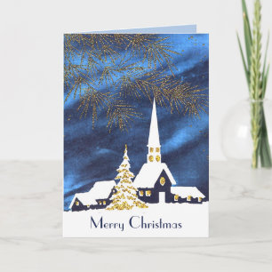 Snowy Church Season's Greetings Card