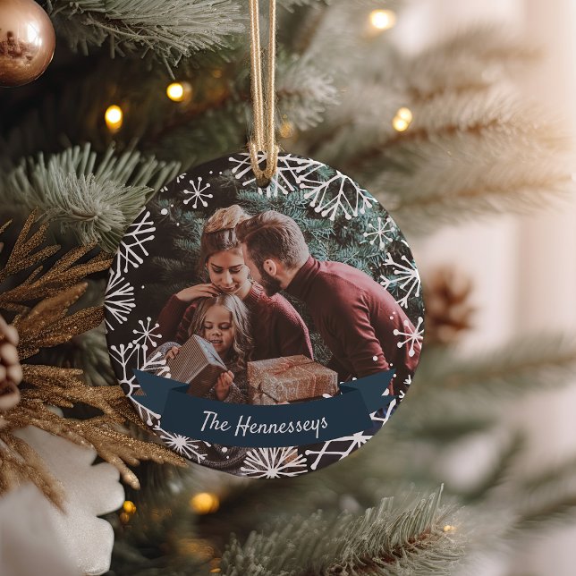 Snowy Circle | Personalized Photo Ceramic Ornament (Creator Uploaded)