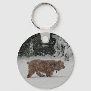 Snowy Cocker Spaniel Keychain