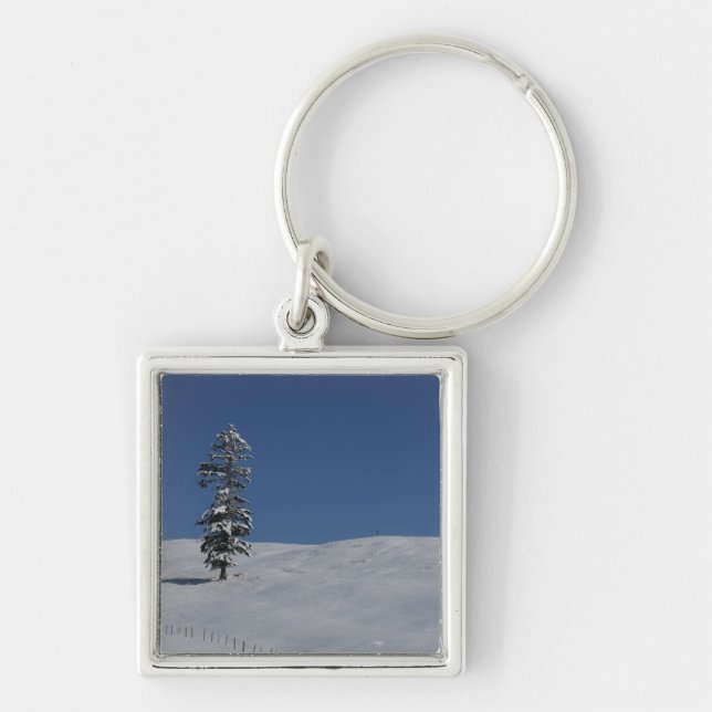 Snowy cold winter landscape 4 keychain (Front)
