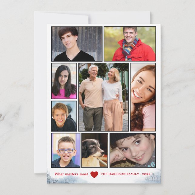 Snowy Collage Holiday Photo Card (Front)