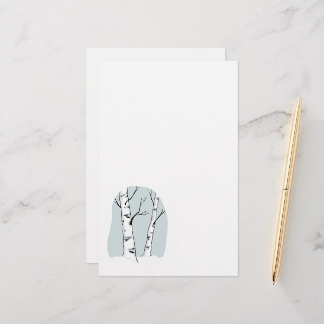 Snowy Colorado Aspen Tree Stationery (Front/Back In Situ)