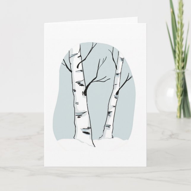Snowy Colorado Aspens Trees Blank Greeting Card (Front)