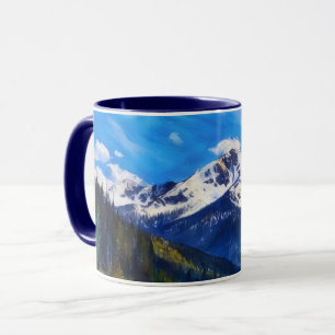 Snowy Colorado Mountains and Trees Art Mug