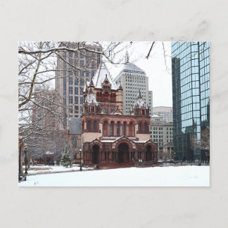 Snowy Copley Square Boston Massachusetts Postcard