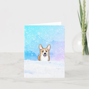Snowy Corgi Dog Note Card