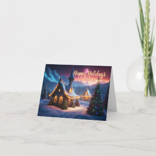 Snowy Cottage holiday wishes Card