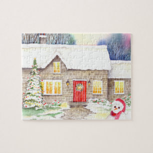 Snowy Cottage Jigsaw Puzzle