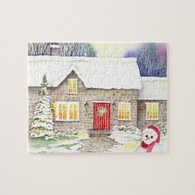 Snowy Cottage Jigsaw Puzzle (Horizontal)