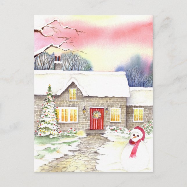Snowy Cottage Postcard (Front)