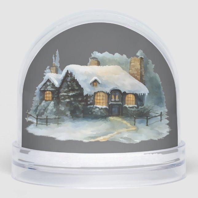 Snowy Cottage Winter Scenenery Vintage Cozy  (Avant)