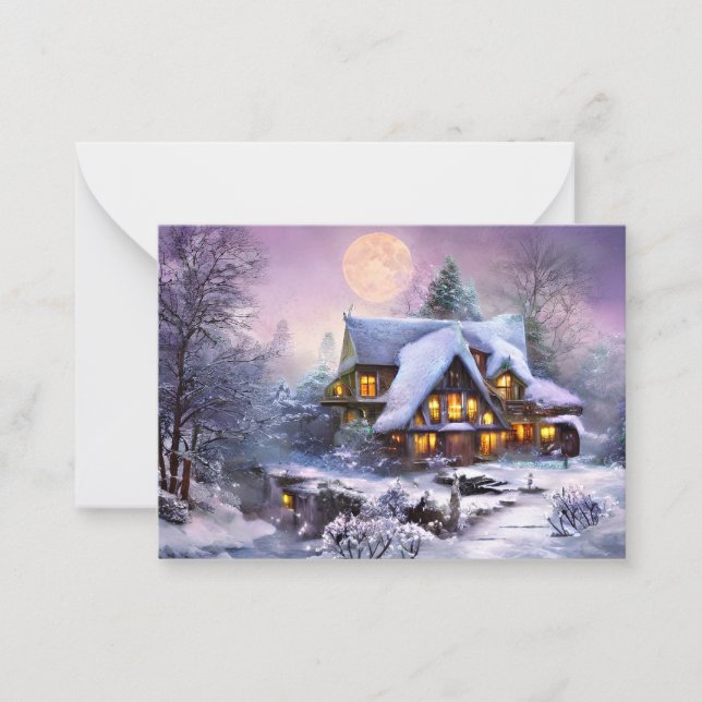 Snowy country home budget mini Christmas Card (Front)