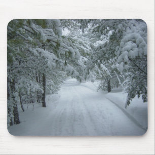 Snowy Country Lane Mousepad