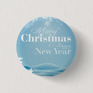 Snowy day with snowflakes and Bunny 1 Inch Round Button