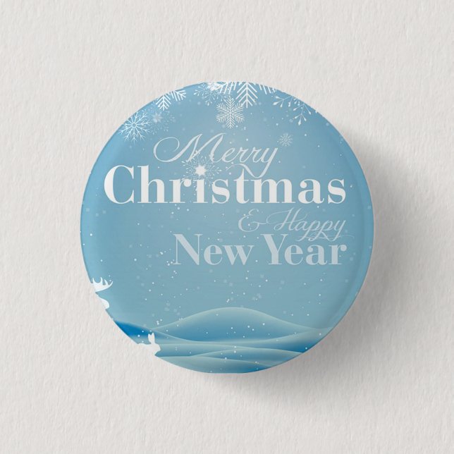  Snowy day with snowflakes and Bunny 1 Inch Round Button (Front)