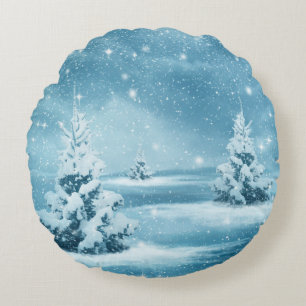 Snowy Days Round Pillow