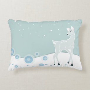 Snowy Deer Accent Pillow
