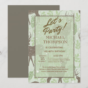 Snowy Deer Hunter Birthday Party Invitation