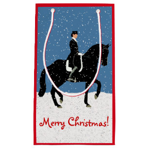 Snowy Dressage Horse Christmas Small Gift Bag