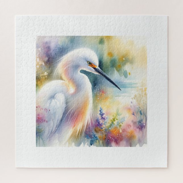 Snowy Egret 180724AREF115 - Watercolor Jigsaw Puzzle (Vertical)