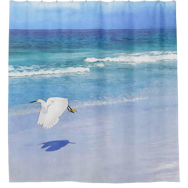 Snowy Egret Coastal Watercolor (Front)