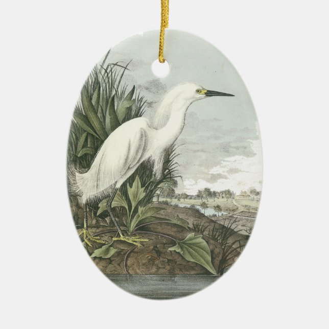 Snowy Egret, John Audubon Ceramic Ornament (Front)