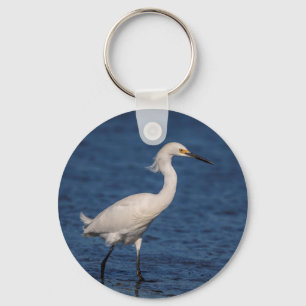 Snowy Egret on North Beach Keychain