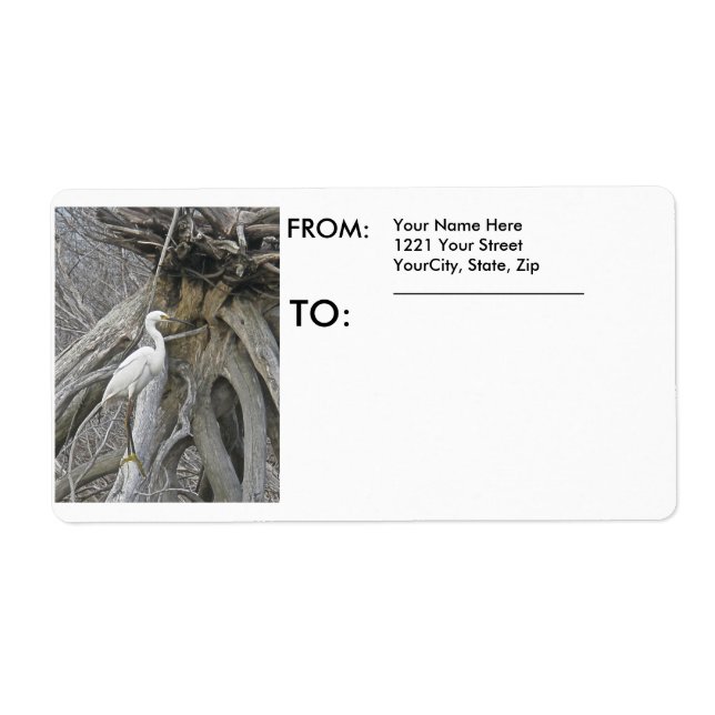 Snowy Egret Shipping Label (Front)