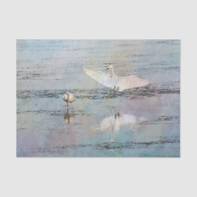 Snowy Egret Watercolor Tissue Paper (Front)