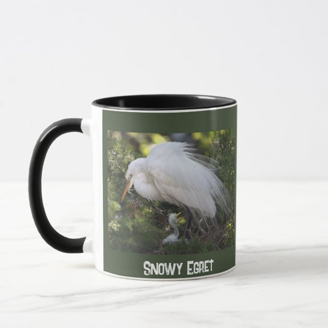 Snowy Egret with Baby Mug (Left)