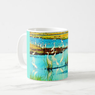 snowy egrets coffee mug