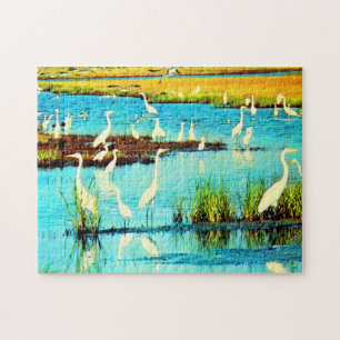 snowy egrets jigsaw puzzle